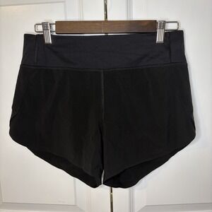 Athleta Run With It 3.5" Shorts Black Zipper Pocket Built In Brief Size Small